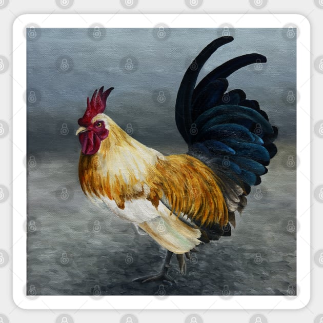 Rooster Sticker by megandavellafineart